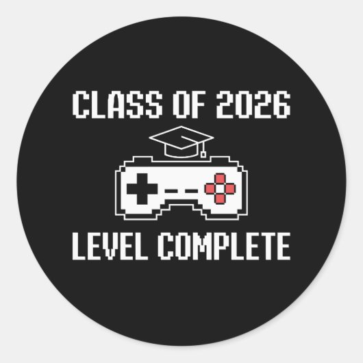 Klas van 2026 Level Complete Gaming Afstuderen Ronde Sticker (Voorkant)