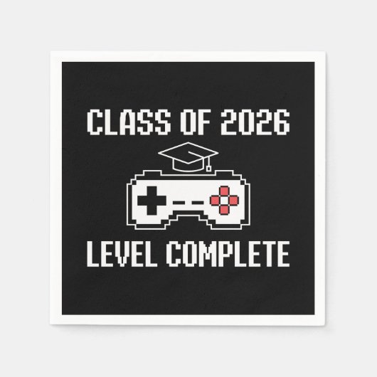 Klas van 2026 Level Complete Gaming Afstuderen Servet (Voorkant)