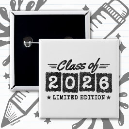 Klas van 2026 Limited Edition Afstudeercitaat Vierkante Button 5,1 Cm