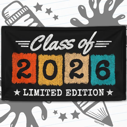 Klas van 2026 Limited Edition Vintage Afstuderen Spandoek