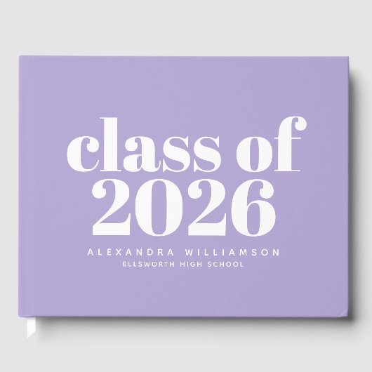 Klas van 2026 Modern Lavendel Persoonlijk Gastenboek (Voorkant)