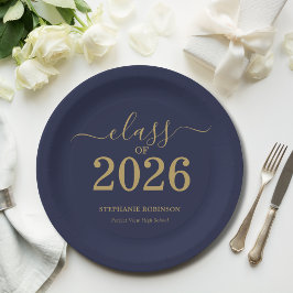 Klas van 2026 Navy Blauwe Gouden Afstudeerfeest Papieren Bordje