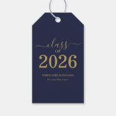 Klas van 2026 Navy Blauwe Gouden Script Afstuderen Cadeaulabel (Voorkant)