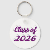 Klas van 2026 paars schrift afstuderen sleutelhanger (Voorkant)
