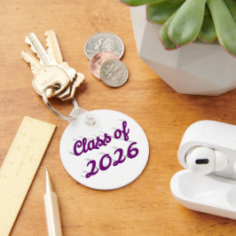 Klas van 2026 paars schrift afstuderen  sleutelhanger