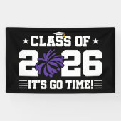 Klas van 2026 Paarse Cheer Afstuderen Het Is Tijd Spandoek (Horizontaal)