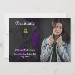 Klas van 2026 Paarse Kwast Foto Afstuderen Kaart