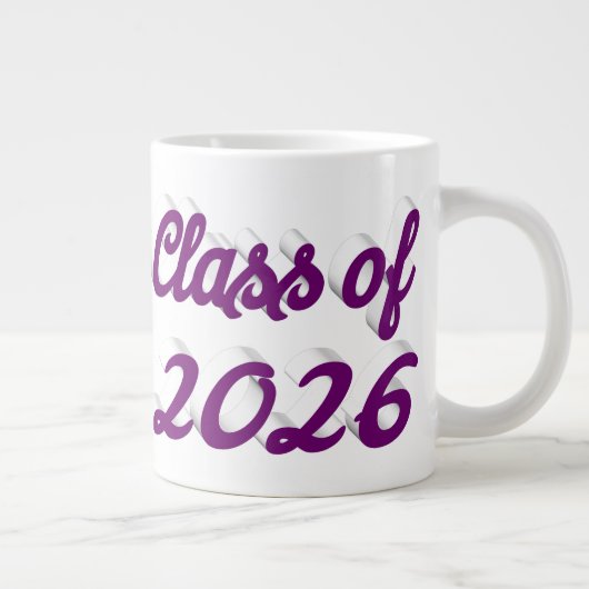 Klas van 2026 paarse script afstudeerfeest grote koffiekop (Rechts)