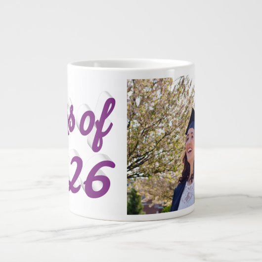 Klas van 2026 paarse script afstudeerfoto grote koffiekop (Voorkant)