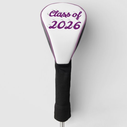 Klas van 2026 paarse script afstuderen golfheadcover (Voorkant)