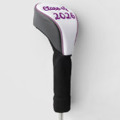 Klas van 2026 paarse script afstuderen golfheadcover (Schuin)