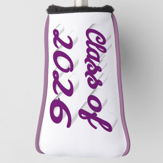 Klas van 2026 paarse script afstuderen golfheadcover (Draai 90)