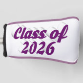 Klas van 2026 paarse tekst afstuderen golfheadcover (Voorkant)