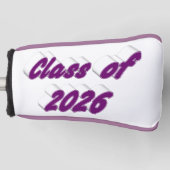 Klas van 2026 paarse typografie afstuderen golfheadcover (Voorkant)