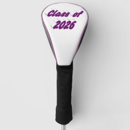 Klas van 2026 paarse typografie afstuderen  golfheadcover