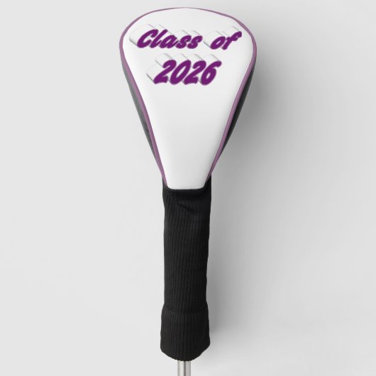 Klas van 2026 paarse typografie afstuderen  golfheadcover (Voorkant)