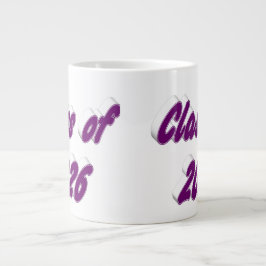 Klas van 2026 paarse typografie afstuderen grote koffiekop