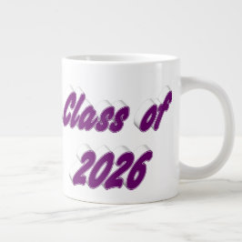 Klas van 2026 paarse typografie afstuderen grote koffiekop