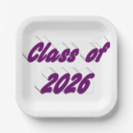 Klas van 2026 paarse typografie afstuderen papieren bordje