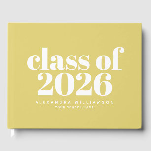 Klas van 2026 Retro Zachte Gele Gepersonaliseerde  Gastenboek
