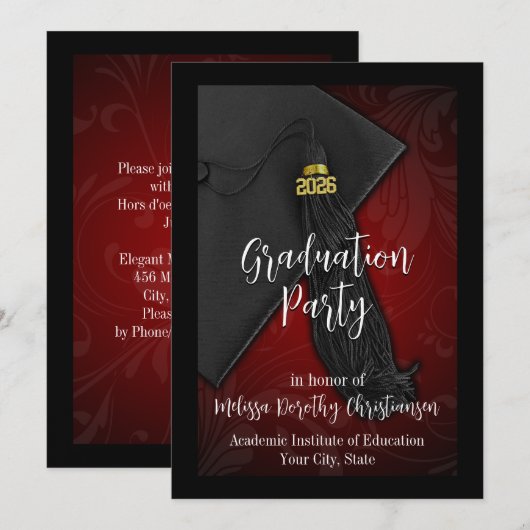 Klas van 2026 Rode Kwastof Rode Tassel Afstuderen  Kaart (Voorkant / Achterkant)