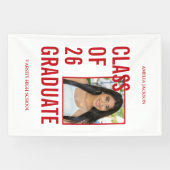 Klas van 2026 Rood & Wit Foto Afstuderen Spandoek (Horizontaal)