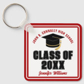 Klas van 2026 Rood Wit Persoonlijk Afstudeercadeau Sleutelhanger (Voorkant)
