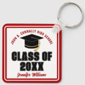 Klas van 2026 Rood Wit Persoonlijk Afstudeercadeau Sleutelhanger (Achterkant)