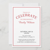 Klas van 2026 Rood Witte Embleem Afstudeerfeest Kaart (Achterkant)