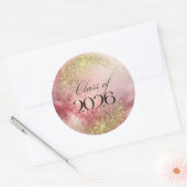 Klas van 2026 - Roze & Gouden Glitterstickers Ronde Sticker (Envelop)