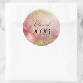 Klas van 2026 - Roze & Gouden Glitterstickers Ronde Sticker (Tas)