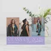Klas van 2026 Script Naam Lilac Afstudeerfoto Aankondiging (Staand voorkant)