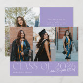 Klas van 2026 Script Naam Lilac Afstudeerfoto Aankondiging (Voorkant / Achterkant)