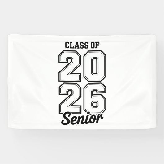 Klas van 2026 Senior 26 Afstuderen Afgestudeerd Spandoek (Horizontaal)