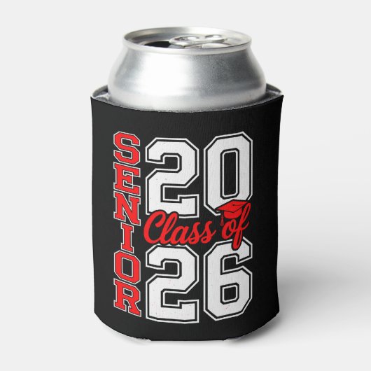 Klas van 2026 Senior 26 Rood Afstuderen Afgestudee Blikjeskoeler (Blikje Voorkant)