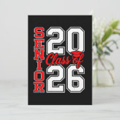 Klas van 2026 Senior 26 Rood Afstuderen Afgestudee Kaart (Staand voorkant)