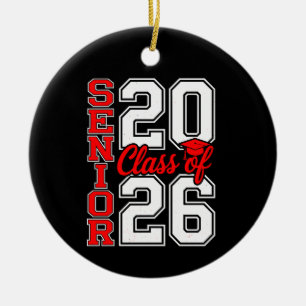 Klas van 2026 Senior 26 Rood Afstuderen Afgestudee Keramisch Ornament