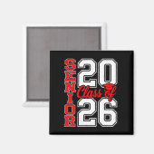 Klas van 2026 Senior 26 Rood Afstuderen Afgestudee Magneet (Voorkant / Achterkant)