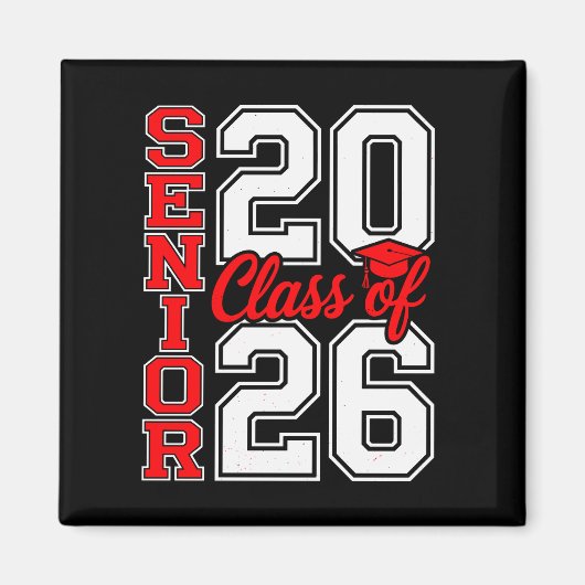 Klas van 2026 Senior 26 Rood Afstuderen Afgestudee Magneet (Voorkant)