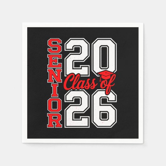 Klas van 2026 Senior 26 Rood Afstuderen Afgestudee Servet (Voorkant)