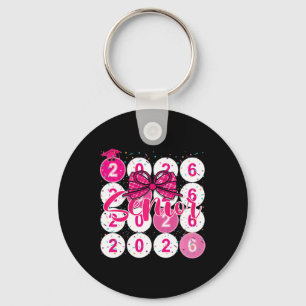 Klas van 2026 Senior Coquette Roze Strik Afstudeer Sleutelhanger