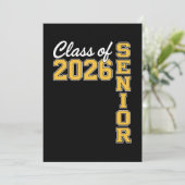 Klas van 2026 Senior Gele Afstudeer Afgestudeerde Aankondiging (Staand voorkant)