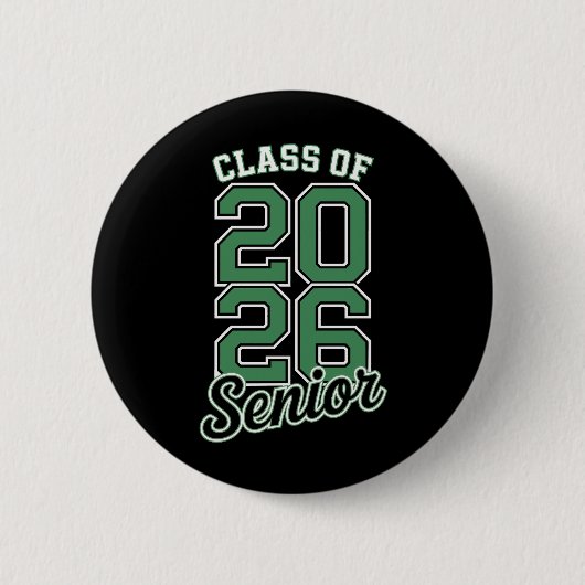 Klas van 2026 Senior Groene Afstuderen Afgestudeer Ronde Button 5,7 Cm (Voorkant)