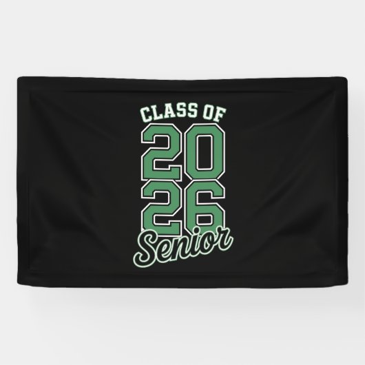 Klas van 2026 Senior Groene Afstuderen Afgestudeer Spandoek (Horizontaal)