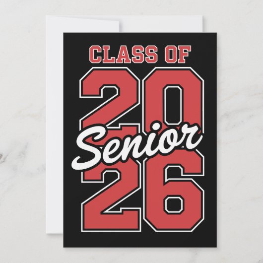 Klas van 2026 Senior Rode Afstuderen 26 Afgestudee Kaart (Voorkant)
