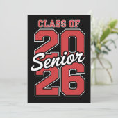 Klas van 2026 Senior Rode Afstuderen 26 Afgestudee Kaart (Staand voorkant)