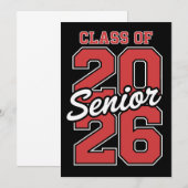 Klas van 2026 Senior Rode Afstuderen 26 Afgestudee Kaart (Voorkant / Achterkant)
