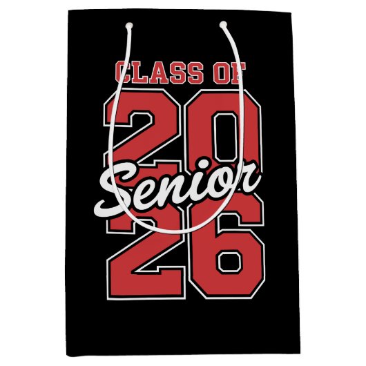 Klas van 2026 Senior Rode Afstuderen 26 Afgestudee Medium Cadeauzakje (Voorkant)