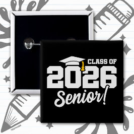 Klas van 2026 Senior Varsity Afstudeerpretquote Vierkante Button 5,1 Cm