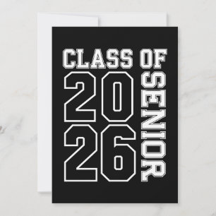 Klas van 2026 Senior Zwart en Wit Afstuderen Aankondiging